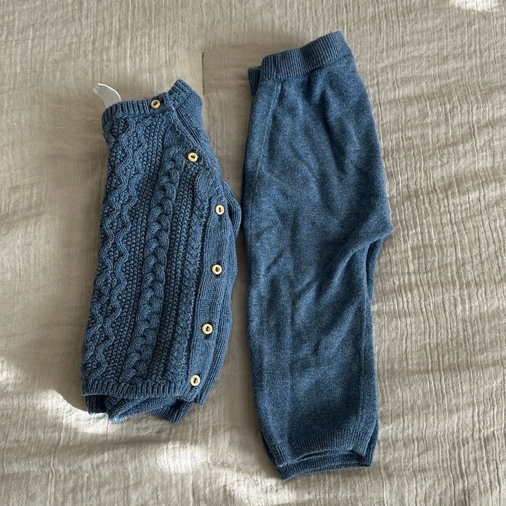 H&M blue knitted set. Size 9 months.